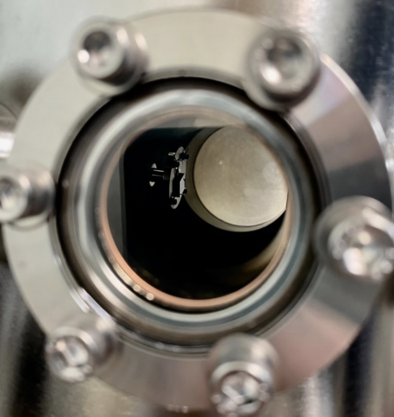 Samples inside a vacuum chamber